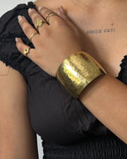 Chunky Brass hammer textured cuff handmade by A Creator's Studio