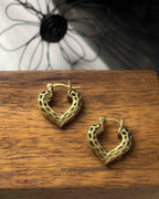 Brass heart hoop earrings handmade by A Creator's Studio