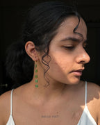 Gold Plated Jade stone Dangle Earrings handmade by A Creator's Studio