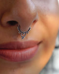 Silver oxidised septum ring for non pierced nose handmade by A Creator's Studio
