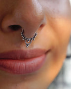 Silver oxidised septum ring for non pierced nose handmade by A Creator's Studio