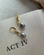 Seashell Grey Pearl Earrings
