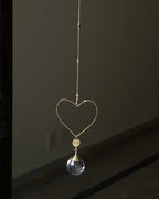 Wired heart suncatcher with clear crystals handmade by A Creator's Studio