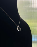 Dainty Silver Chain with a clear quartz drop pendant handmade by A Creator's Studio
