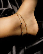 Black Obsidian Layered Anklet