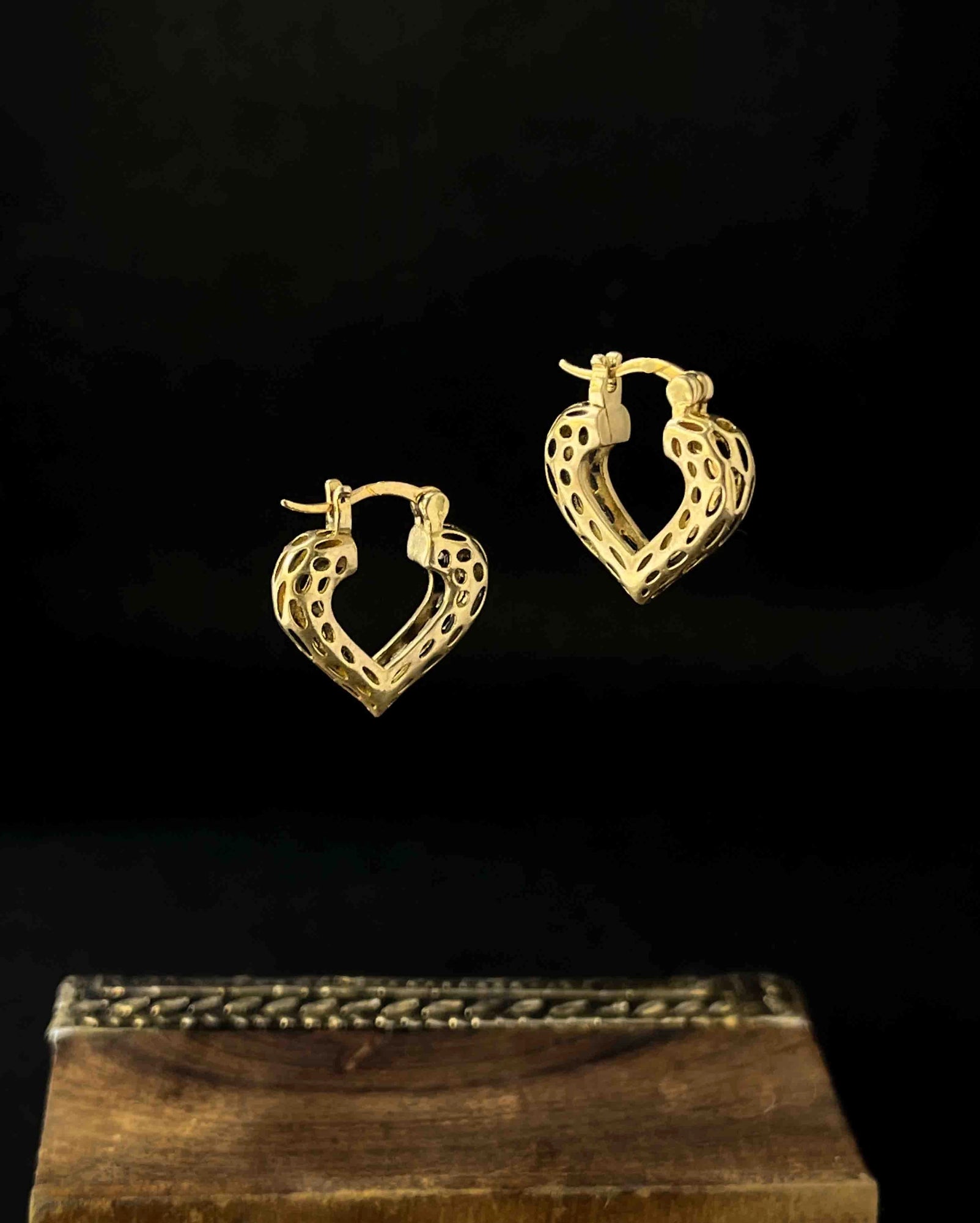 Brass heart hoop earrings handmade by A Creator's Studio