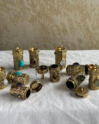 Brass box (dibbi) pendant with a labradorite in the centre with a chain handmade by A Creator's Studio