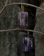 gold plated, Purple amethyst stone, drop earrings handmade by A Creator's Studio