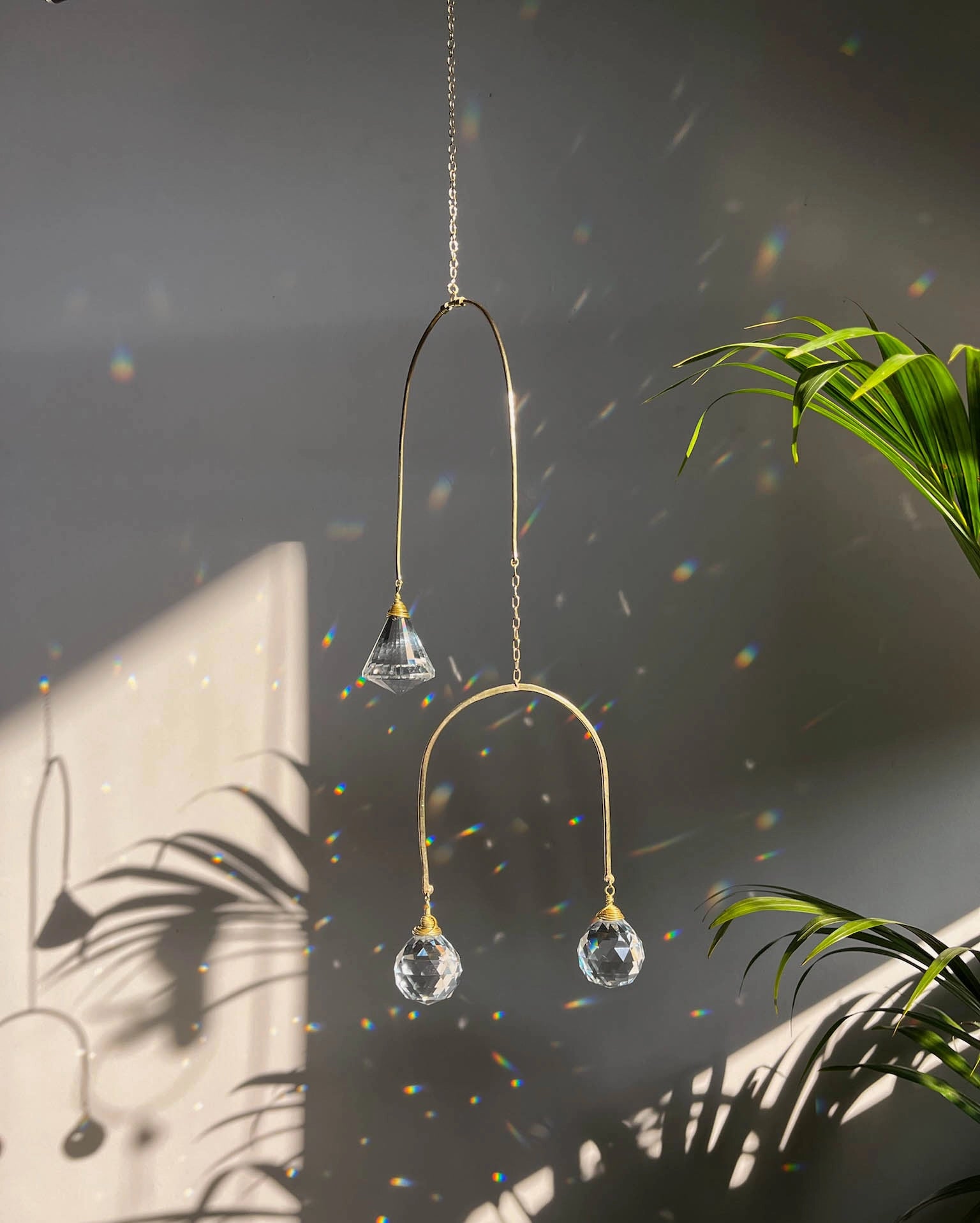 Wired sun catcher with glass crystal drops, handmade by A Creator's Studio