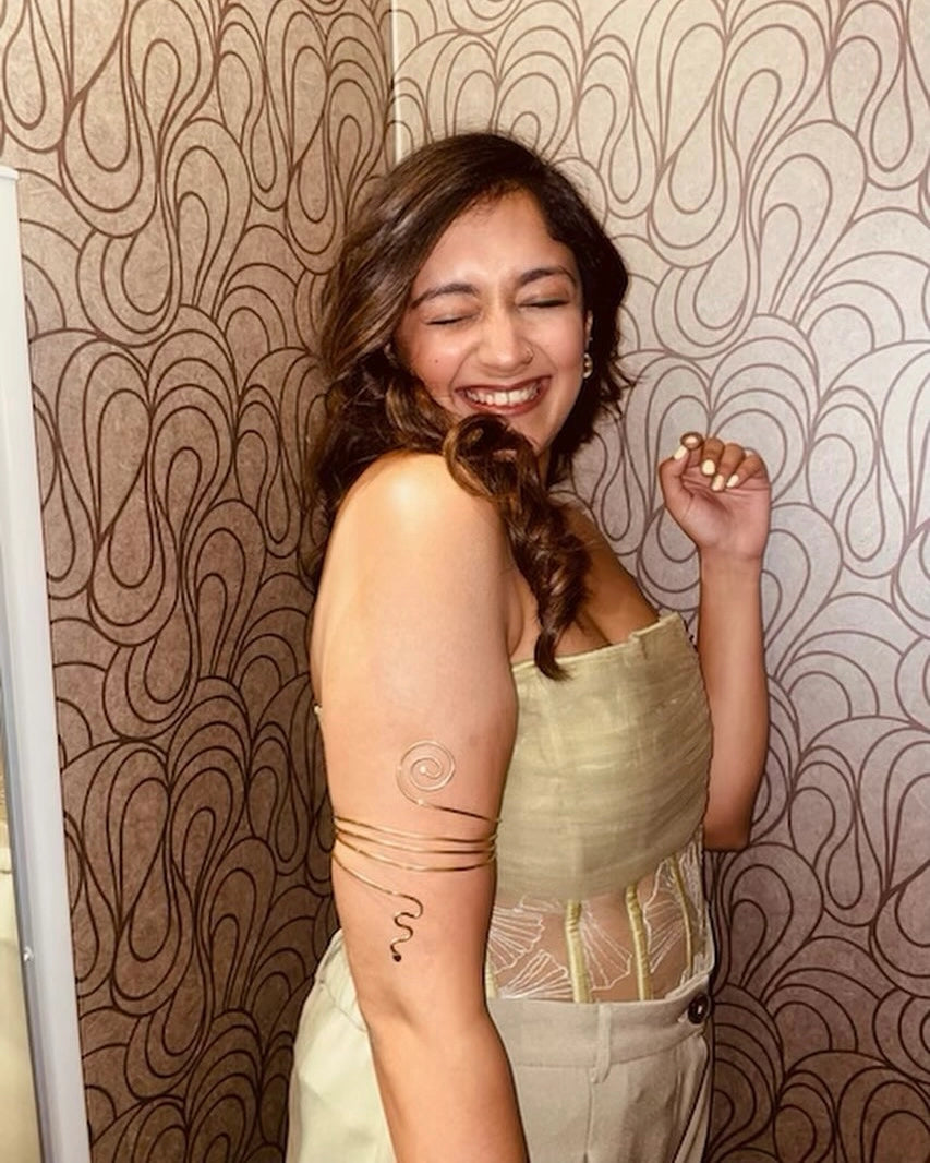 Chunky Brass layered snake arm cuff handmade by A Creator's Studio