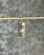 Brass box (dibbi) pendant with a labradorite in the centre with a chain handmade by A Creator's Studio