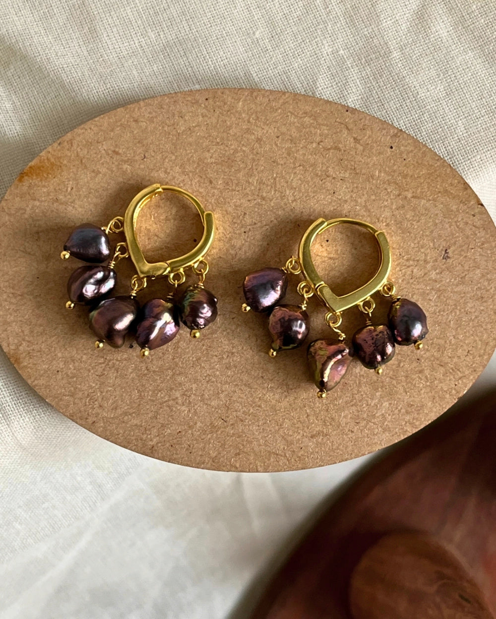 Black Fresh Water Pearl Chandelier Earrings