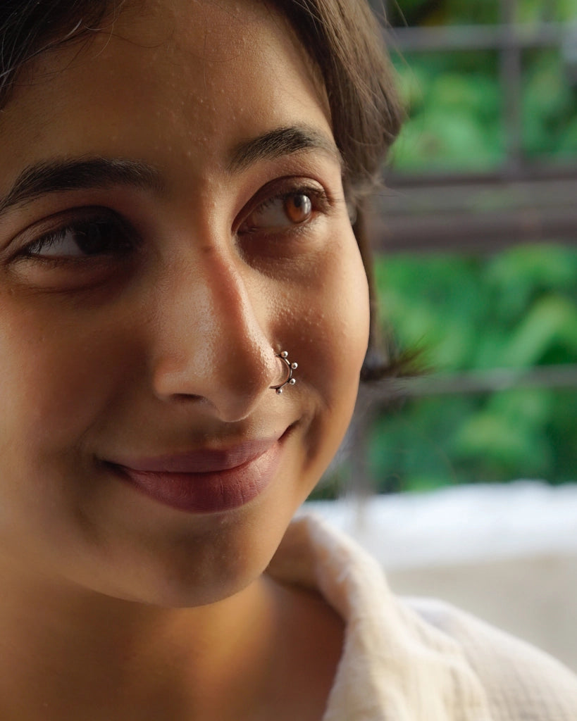 Silver oxidised septum ring for pierced nose handmade by A Creator's Studio
