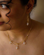 Gold Plated clear crystal dangle earring with a crystal teardrop handmade by A Creator's Studio