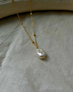 18k Gold dipped freshwater pearl necklace with a single freshwater pearl pendant  handmade by A Creator's Studio