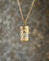 Brass box (dibbi) pendant with a labradorite in the centre with a chain handmade by A Creator's Studio