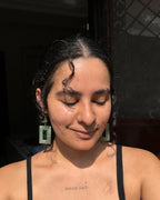 gold plated green Aventurine rectangular earrings handmade by A Creator's Studio