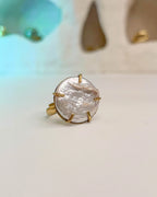 Pearl Coin Ring Brass