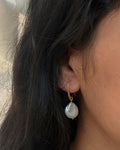 Gold plated freshwater pearl earrings with a freshwater pearl drop handmade by A Creator's Studio