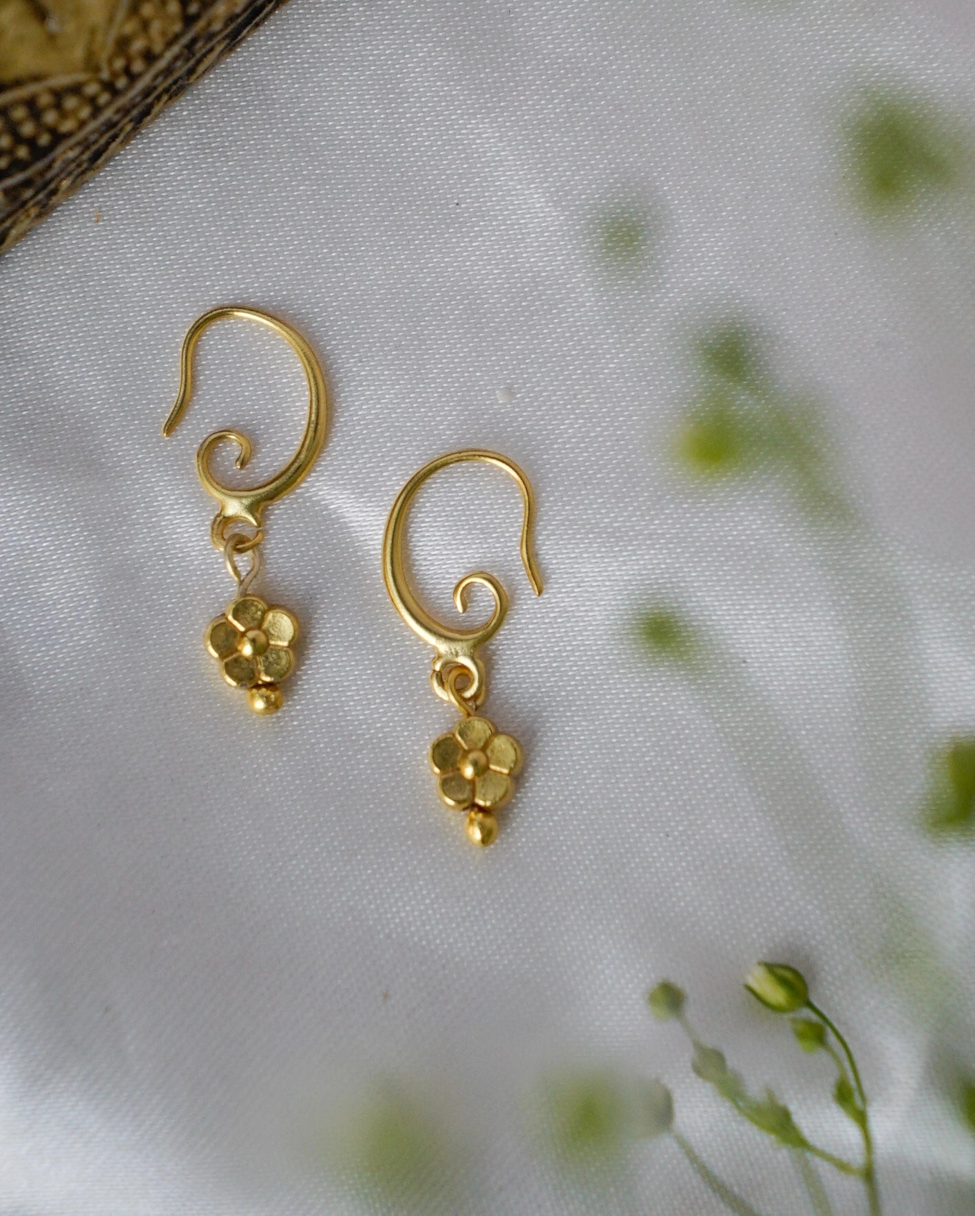 Gold Plated Bloom Flower Earrings handmade by A Creator's Studio
