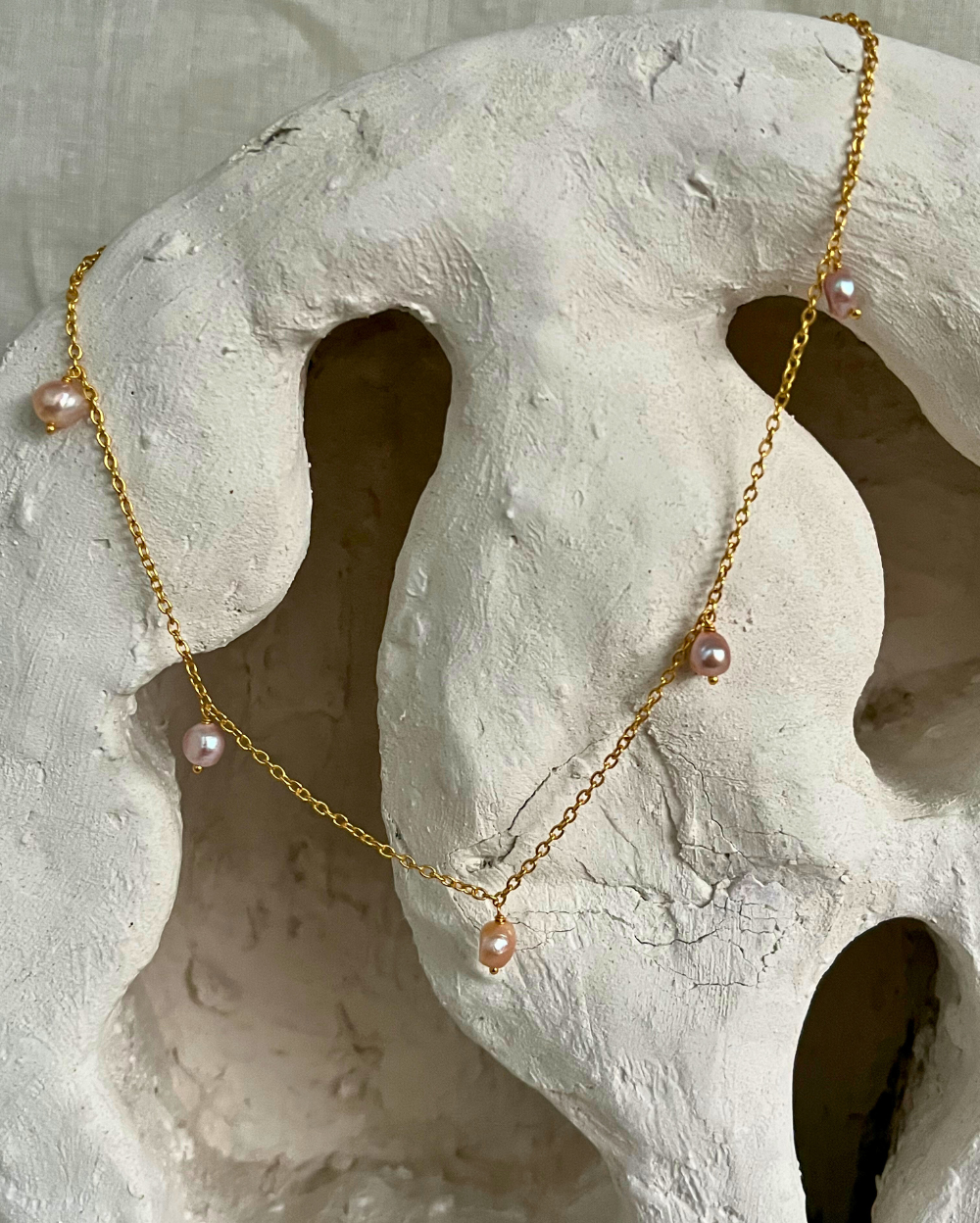 Dancing Pearl Necklace with Freshwater Pink Pearls