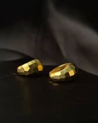 Brass textured hoop earrings handmade by A Creator's Studio