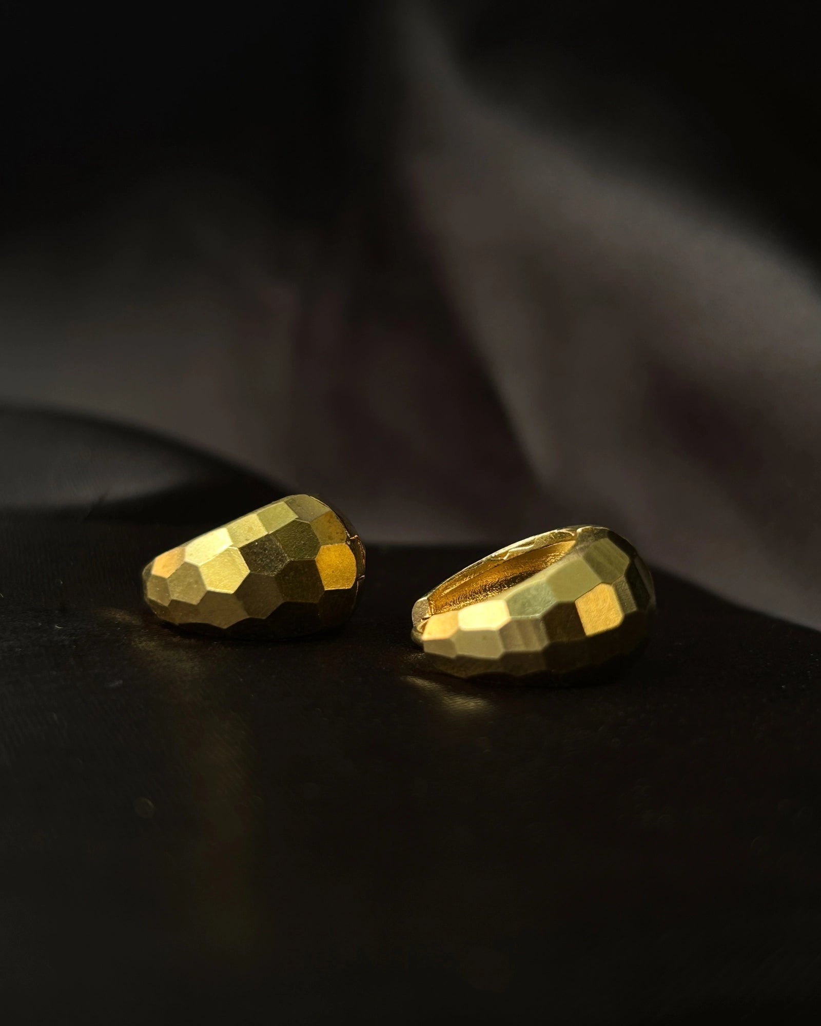 Brass textured hoop earrings handmade by A Creator's Studio