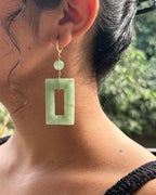 gold plated green Aventurine rectangular earrings handmade by A Creator's Studio