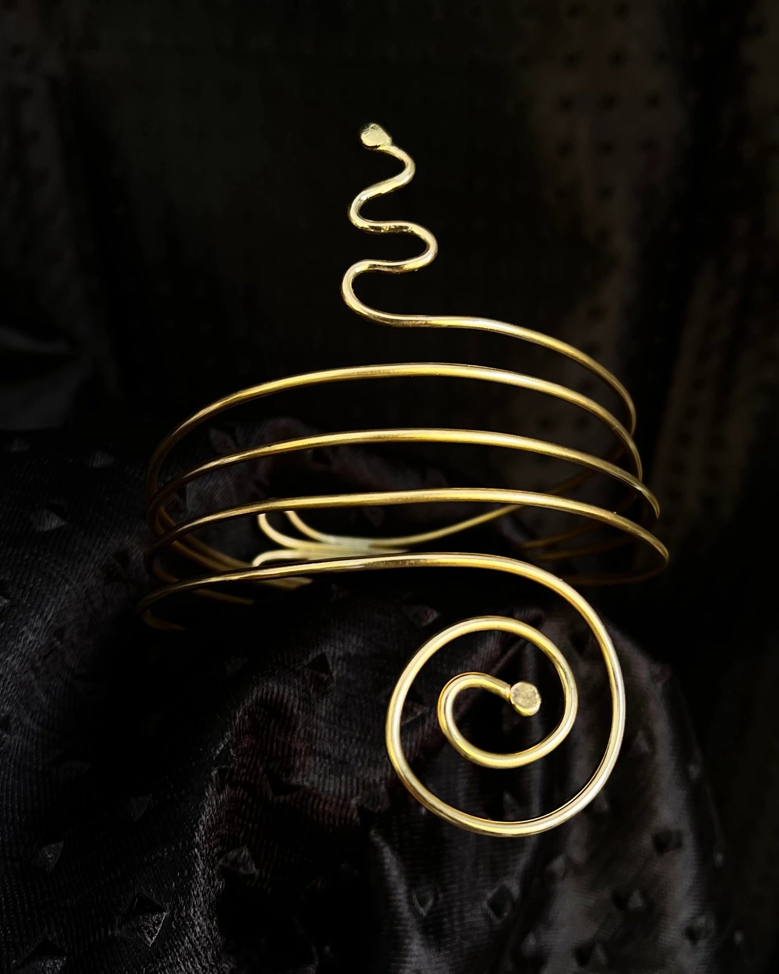 Chunky Brass layered snake arm cuff handmade by A Creator's Studio