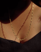 Brass rectangular link chain with flat links handmade by A Creator's Studio