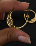 Brass crescent moon hoop earrings handmade by A Creator's Studio