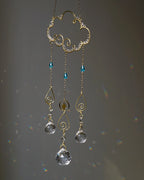 Wired cloud sun catcher with glass crystals and beads handmade by A Creator's Studio