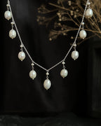 Sterling Silver pearl necklace with multiple freshwater pearl drop links handmade by A Creator's Studio