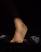 brass layered anklet with brass beads handmade by A Creator's Studio