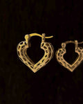 Brass heart hoop earrings handmade by A Creator's Studio