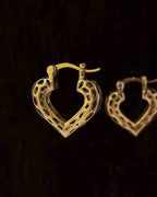 Brass heart hoop earrings handmade by A Creator's Studio