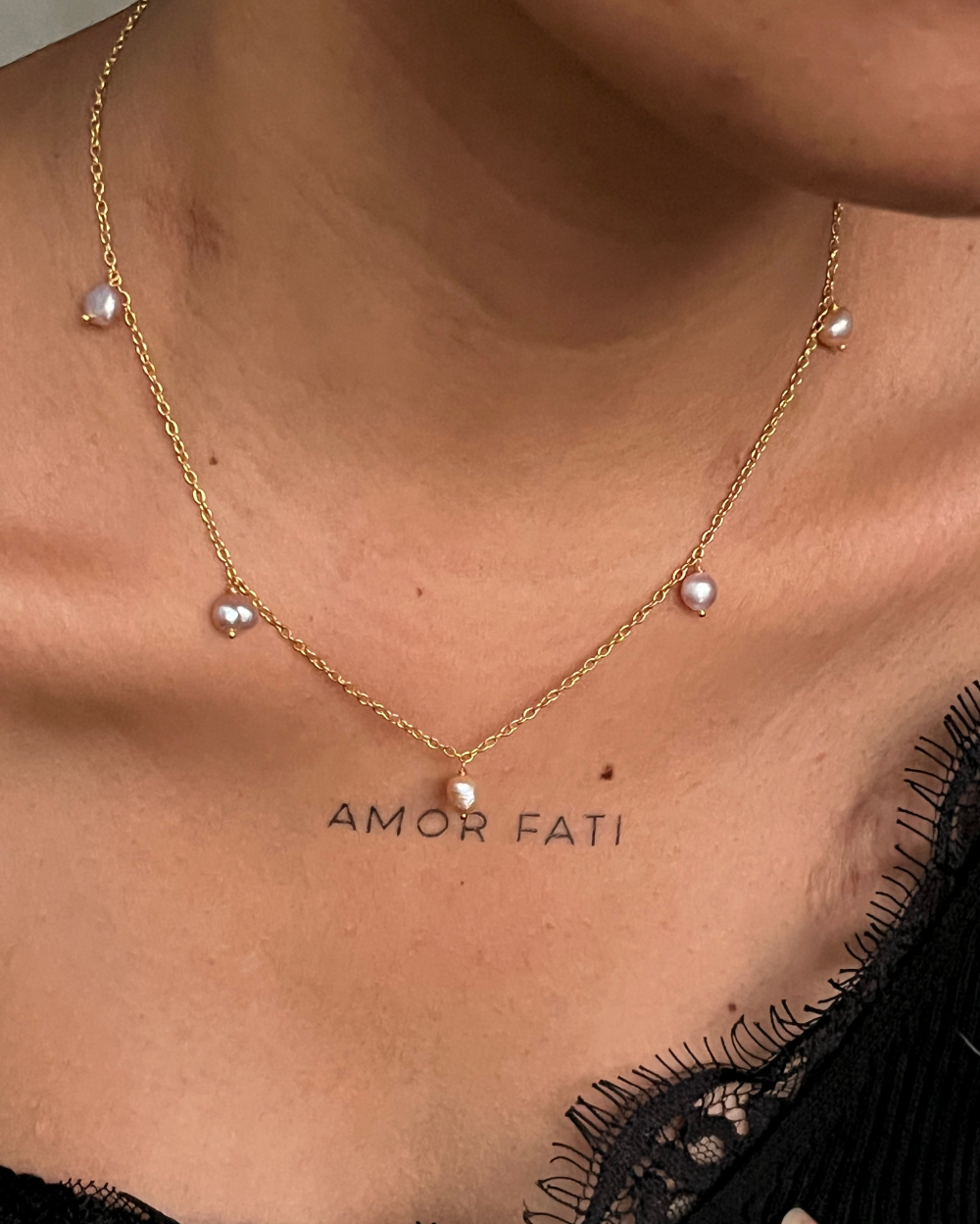 Dancing Pearl Necklace with Freshwater Pink Pearls