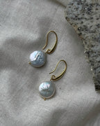 Gold plated freshwater pearl earrings with a freshwater pearl drop handmade by A Creator's Studio