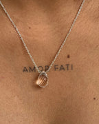 Dainty Silver Chain with a clear quartz drop pendant handmade by A Creator's Studio