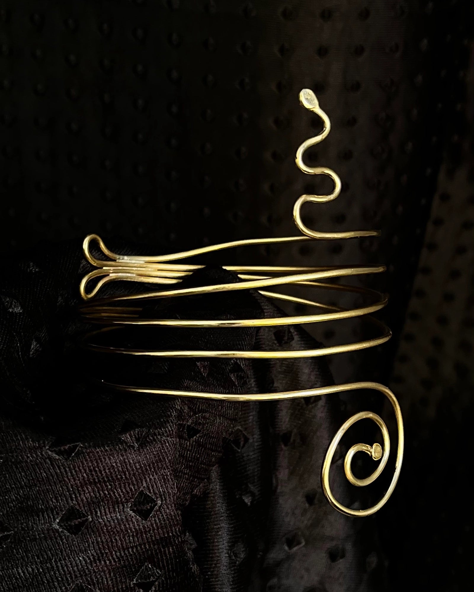 Chunky Brass layered snake arm cuff handmade by A Creator's Studio