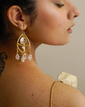 gold plated Mini Suncatcher earrings with four clear crystal drops handmade by A Creator's Studio