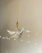 Wired Glass bird sun catcher with glass crystals and a 3d glass bird handmade by A Creator's Studio