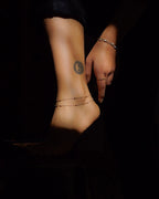 brass layered anklet with brass beads handmade by A Creator's Studio