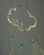 Wired cloud sun catcher with glass crystals and beads handmade by A Creator's Studio
