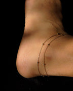 brass layered anklet with brass beads handmade by A Creator's Studio