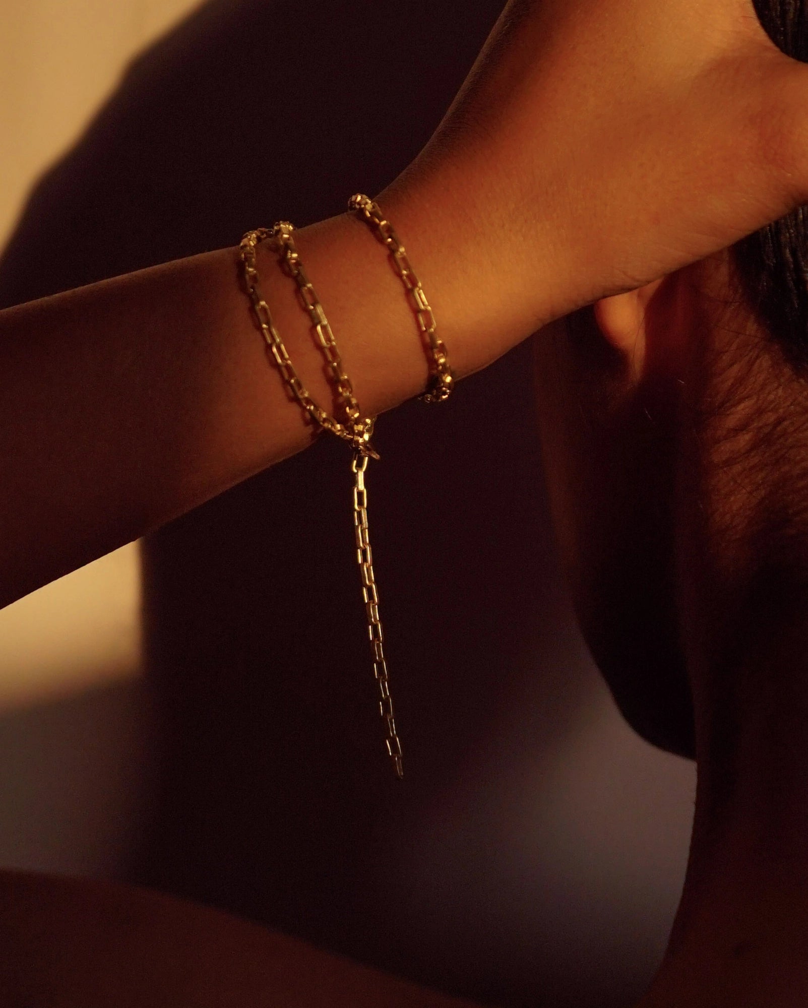 Brass rectangular link chain handmade by A Creator's Studio