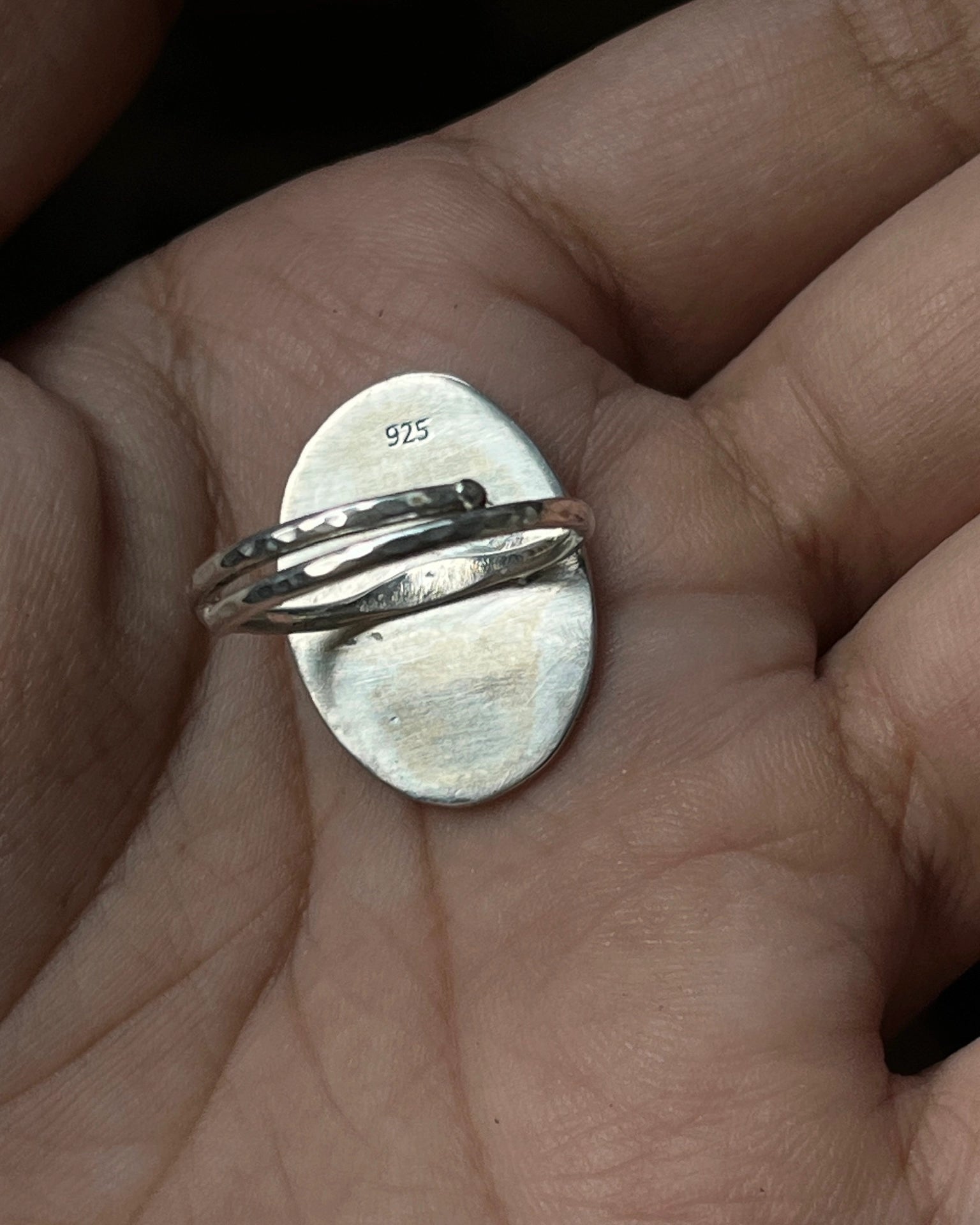 The starry night by Vincent Van Gogh inspired silver engraved ring handmade by A Creator's Studio