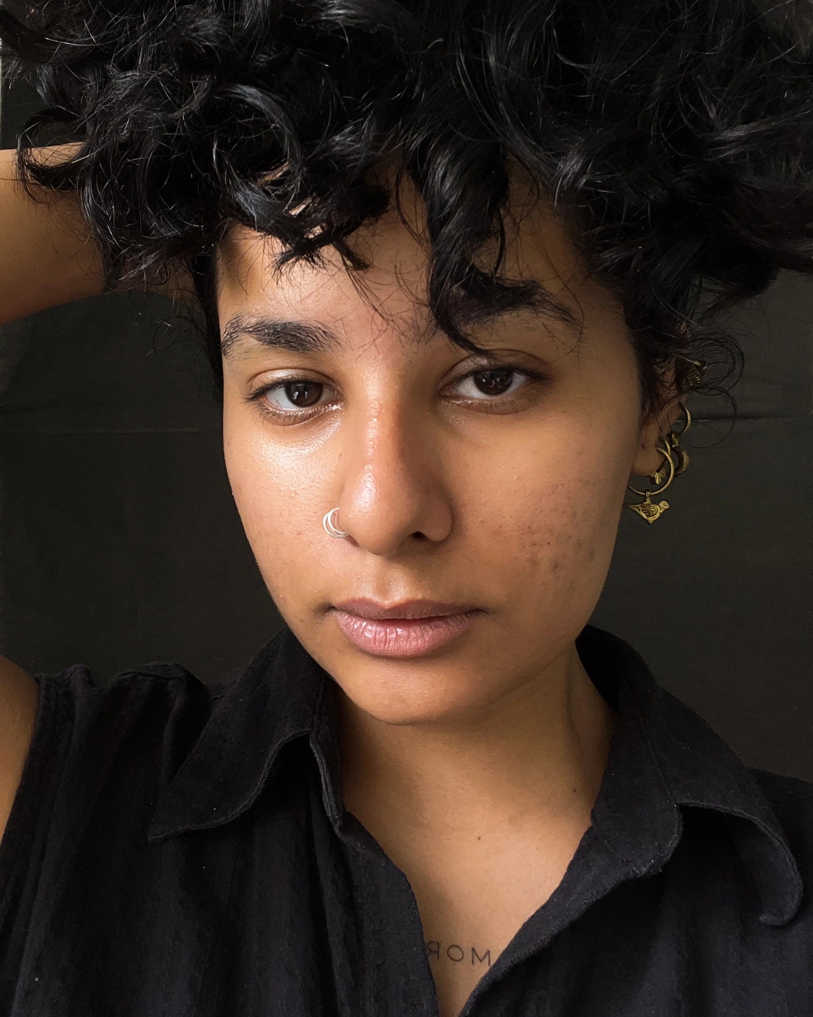 Sterling Silver double nose piercing cuff handmade by A Creator's Studio