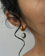 Gold Plated Earring with a grey freshwater pearl drop handmade by A Creator's Studio