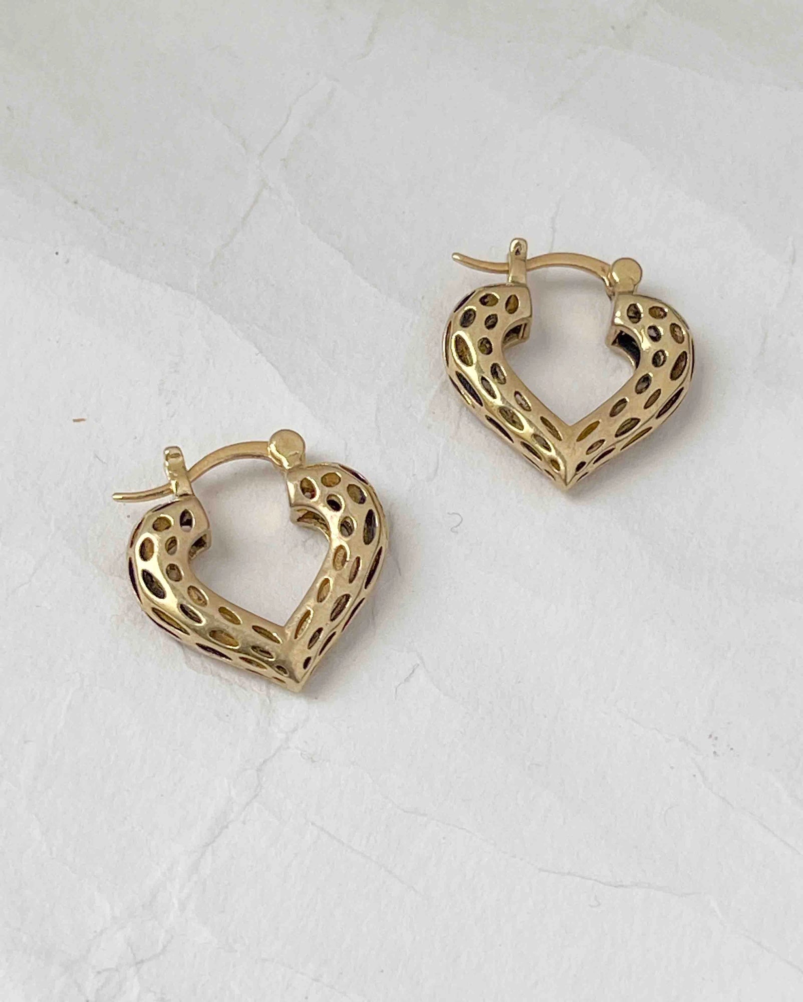 Brass heart hoop earrings handmade by A Creator's Studio